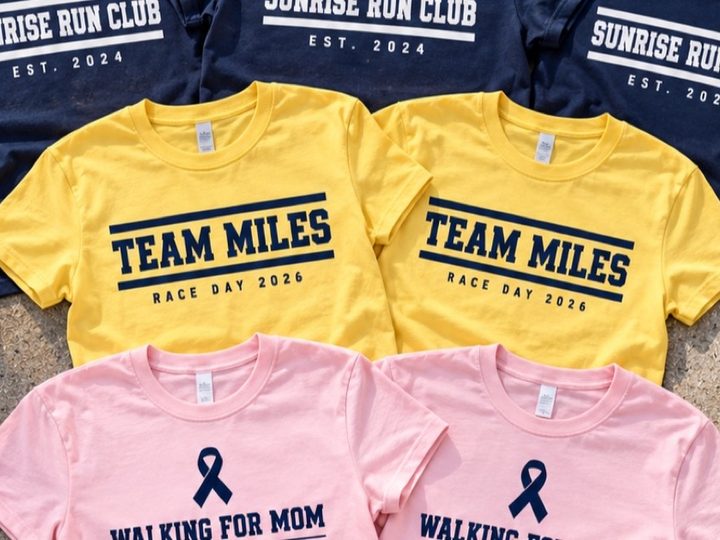 Matching t-shirts for a run club, a race team and a charity walk